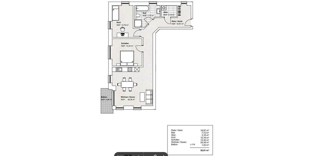 Etagenwohnung Wolfenbüttel Fümmelse - 3 Zimmer, 82 m&sup2;, 335.500&euro; | Angebot:25693995