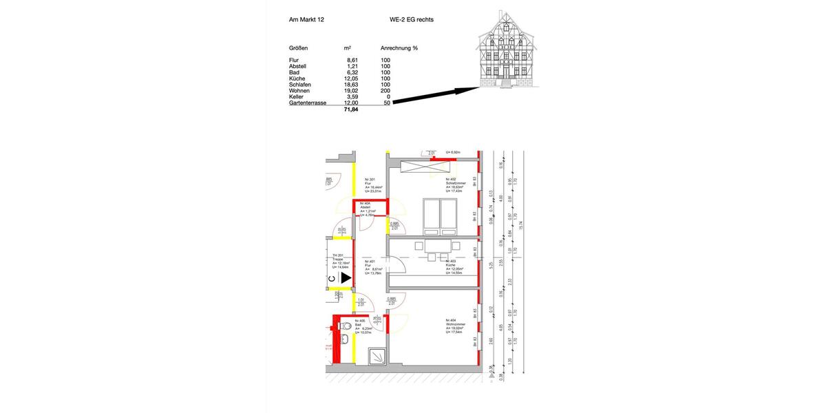 Erdgeschoßwohnung Osterwieck - 2 Zimmer, 72 m&sup2;, 580&euro; | Angebot:20411695
