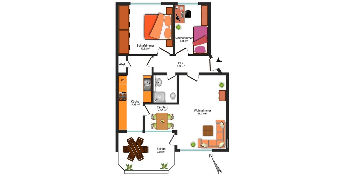 **RENOVIERTE BALKONWOHNUNG MIT EINBAUKÜCHE IN BRAUNSCHWEIG-WESTSTADT** - Etagenwohnung Braunschweig Timmerlah-Geitelde-Stiddien | Angebot:27262327