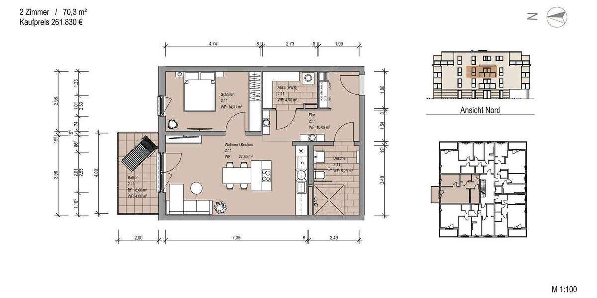 Etagenwohnung Sickte Niedersickte - 3 Zimmer, 95 m&sup2;, 365.350&euro; | Angebot:25822072