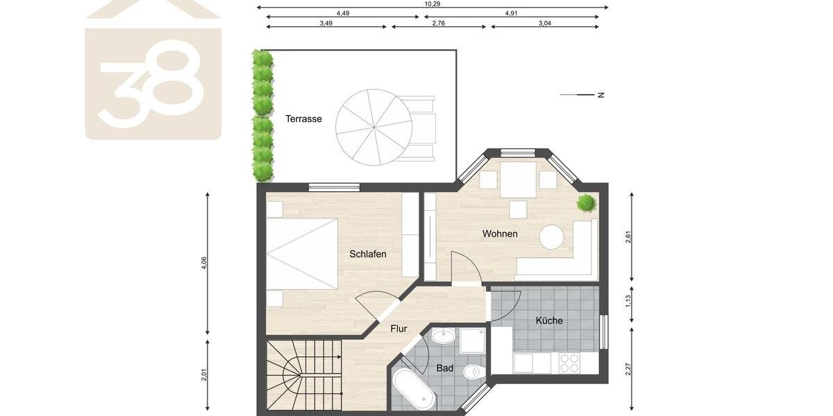 Etagenwohnung Lehre - 2 Zimmer, 67 m&sup2;, 900&euro; | Angebot:21526821
