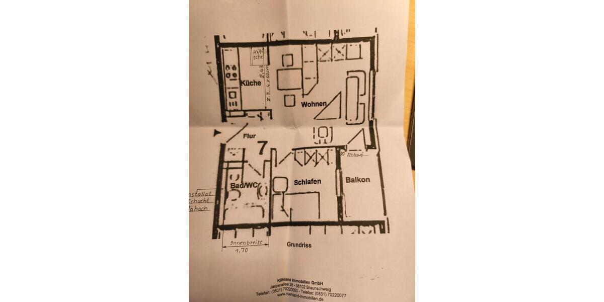 Etagenwohnung Braunschweig - 2 Zimmer, 40 m&sup2;, 530&euro; | Angebot:26029401