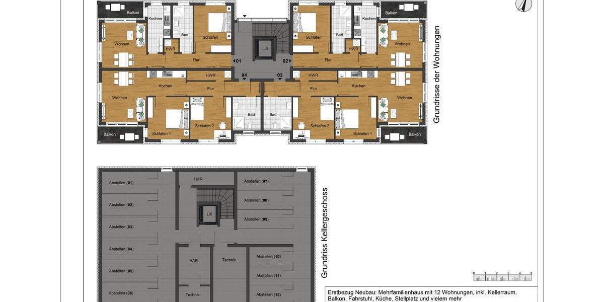Etagenwohnung Wolfenbüttel Adersheim - 2 Zimmer, 56 m&sup2;, 784&euro; | Angebot:25870821