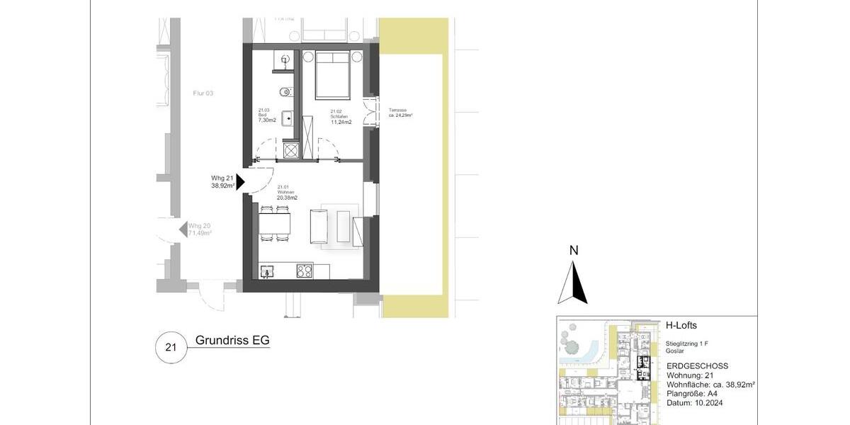 Erdgeschoßwohnung Goslar Jürgenohl - 2 Zimmer, 45 m&sup2;, 602&euro; | Angebot:26539796