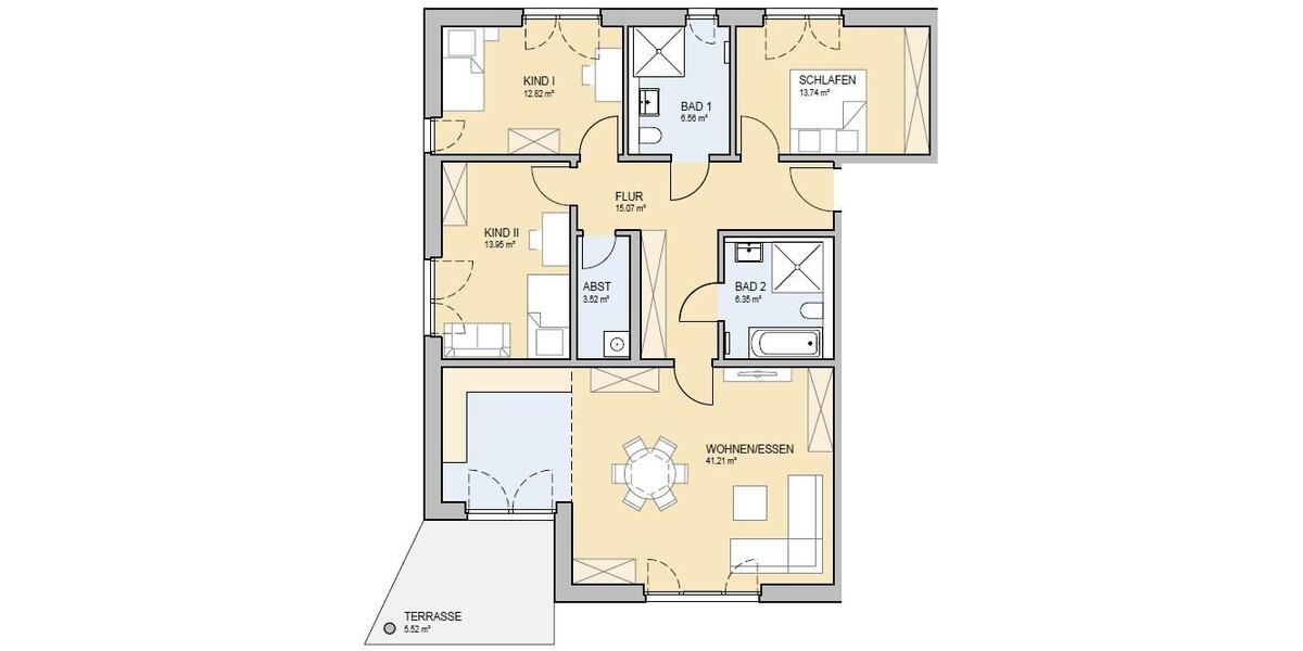 Erdgeschoßwohnung Braunschweig Heidberg-Melverode - 4 Zimmer, 121 m&sup2;, 1.570&euro; | Angebot:25418708