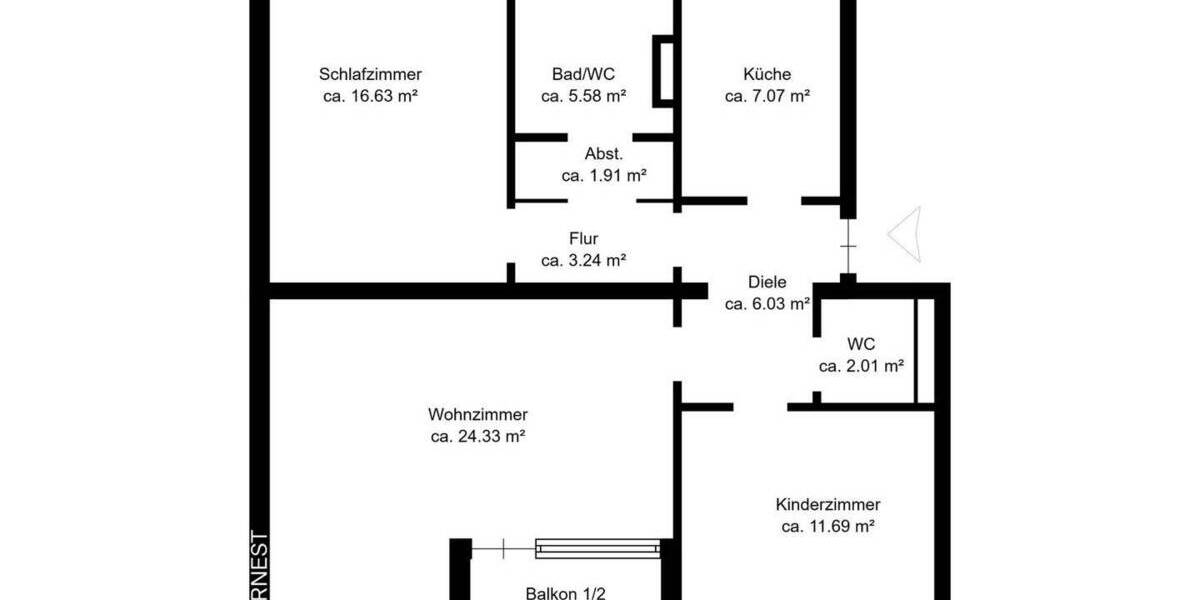 Etagenwohnung Braunschweig Weststadt - 3 Zimmer, 81 m&sup2;, 199.000&euro; | Angebot:26106468