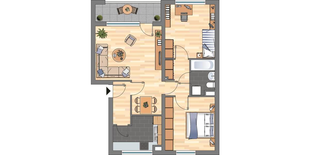 Etagenwohnung Braunschweig Timmerlah-Geitelde-Stiddien - 3 Zimmer, 70 m&sup2;, 569&euro; | Angebot:26007976