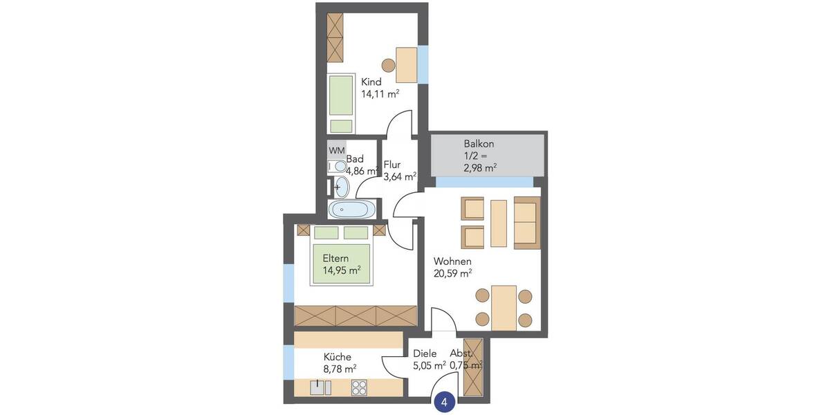 Etagenwohnung Goslar Steinberg - 3 Zimmer, 73 m&sup2;, 580&euro; | Angebot:26102899