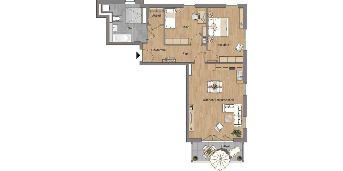 Etagenwohnung Braunschweig Rautheim - 3 Zimmer, 96 m&sup2;, 1.286&euro; | Angebot:25777443