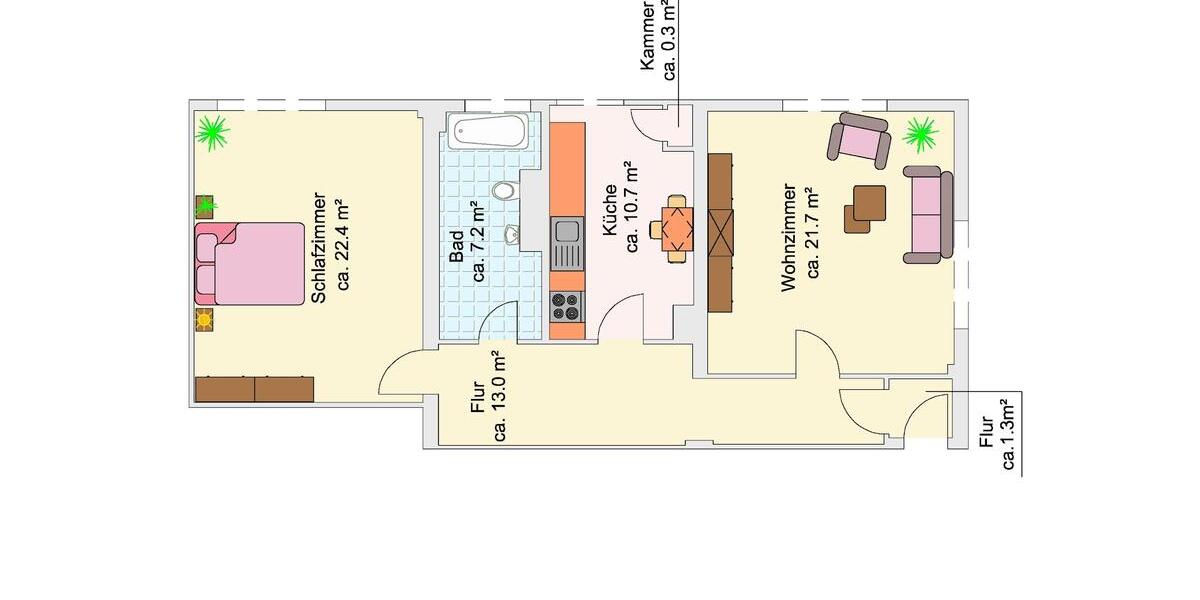 Etagenwohnung Braunschweig - 2 Zimmer, 77 m&sup2;, 657&euro; | Angebot:25266641