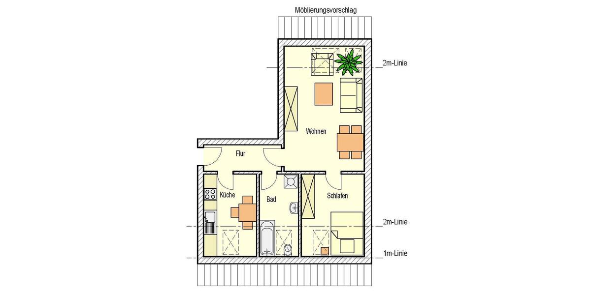 Dachgeschoßwohnung Peine - 2 Zimmer, 41 m&sup2;, 464&euro; | Angebot:23100265