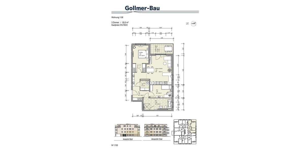 Etagenwohnung Sickte Niedersickte - 2 Zimmer, 70 m&sup2;, 259.900&euro; | Angebot:25706622