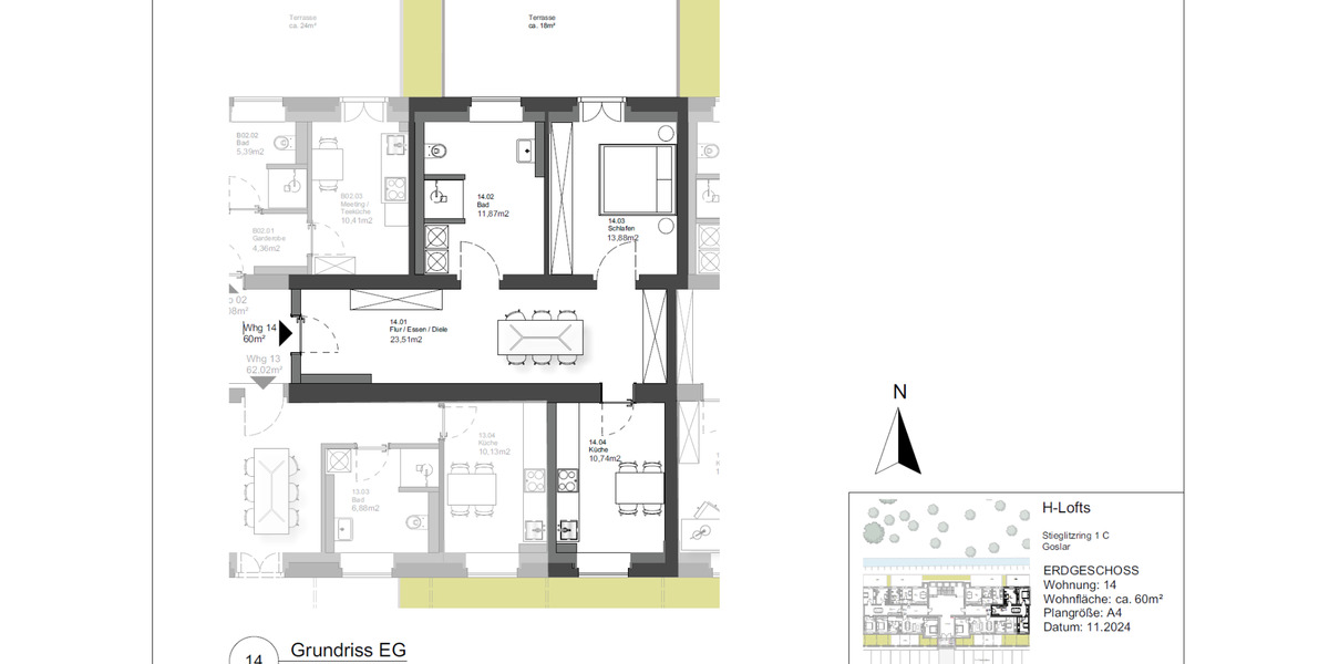 Erdgeschoßwohnung Goslar - 2 Zimmer, 60 m&sup2;, 792&euro; | Angebot:25783984