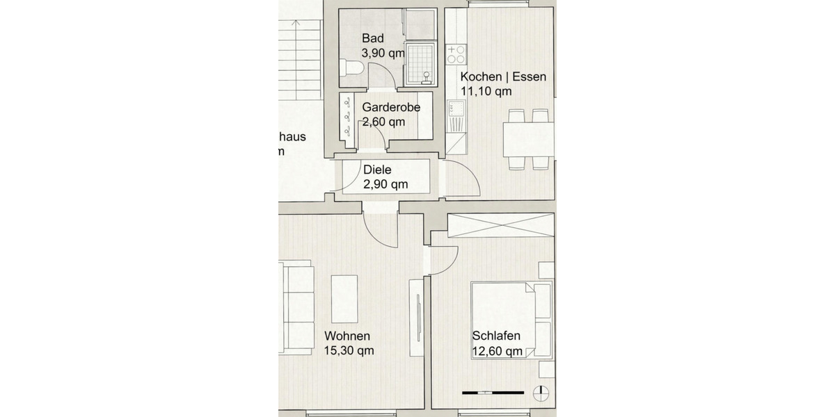Erdgeschoßwohnung Braunschweig Westliches Ringgebiet - 2 Zimmer, 49 m&sup2;, 119.000&euro; | Angebot:25404544