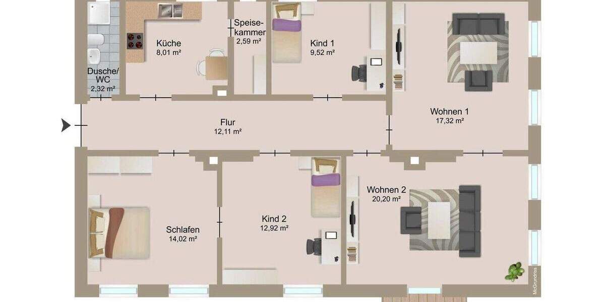 Etagenwohnung Braunschweig Westliches Ringgebiet - 5 Zimmer, 100 m&sup2;, 299.000&euro; | Angebot:25752897
