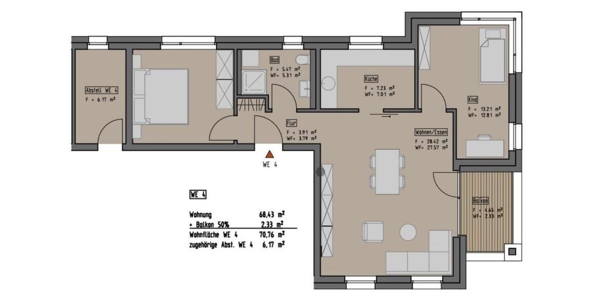 Etagenwohnung Salzgitter Ortschaft Nord - 3 Zimmer, 102 m&sup2;, 1.433&euro; | Angebot:21539111