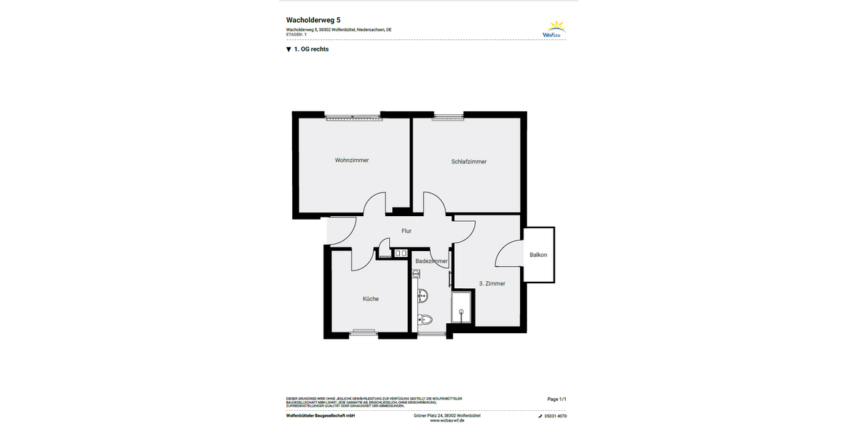 Etagenwohnung Wolfenbüttel Juliusstadt - 3 Zimmer, 58 m&sup2;, 433&euro; | Angebot:25824276