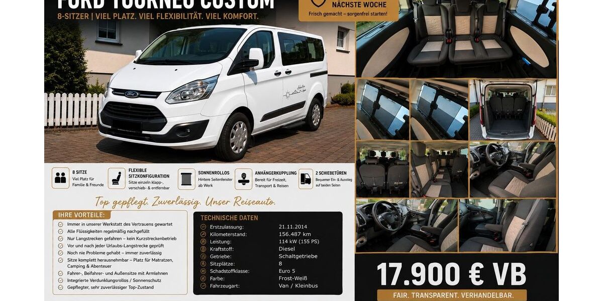 Ford Tourneo Custom 156.487 km 16.000 &euro; Salzgitter 38239