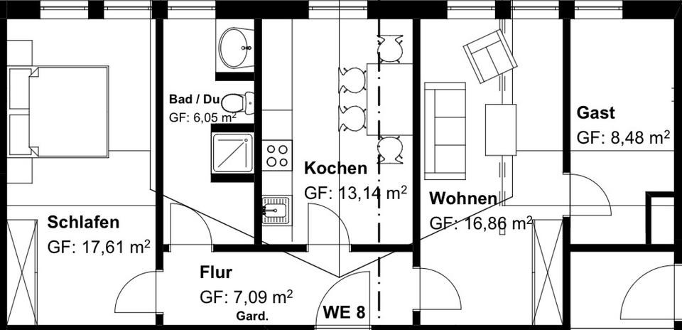 Etagenwohnung Langelsheim - 2.5 Zimmer, 69 m&sup2;, 650&euro; | Angebot:25444371