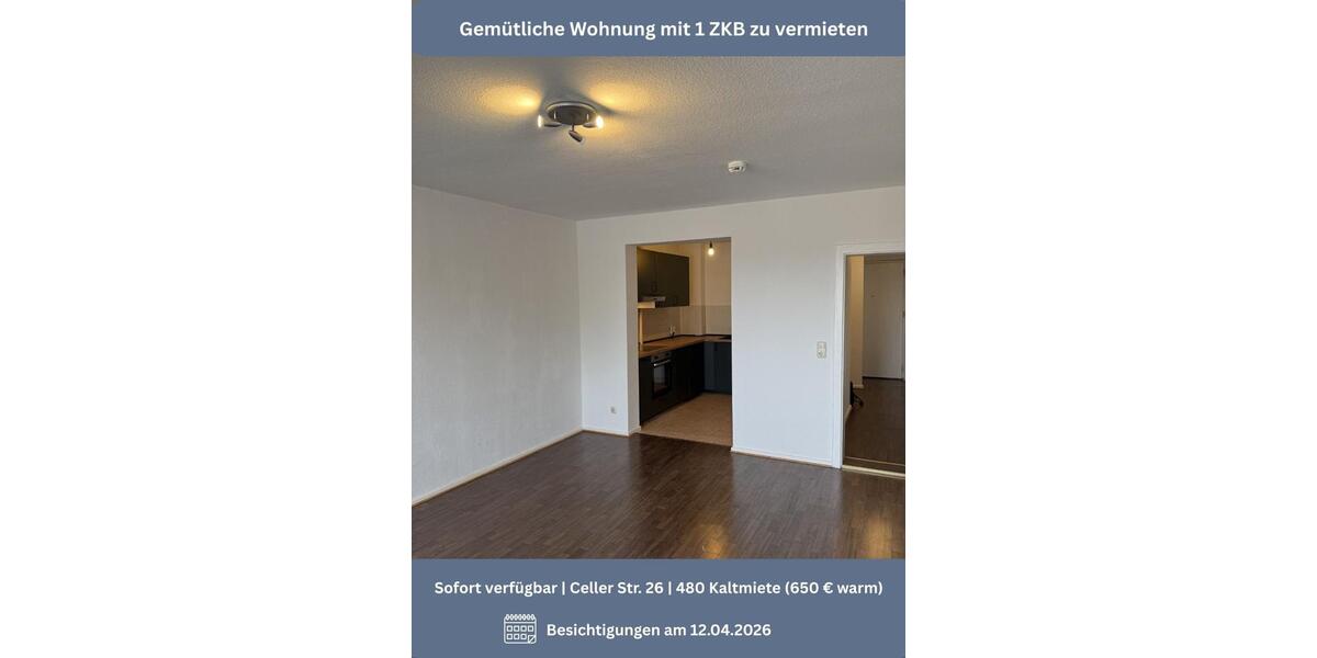 Etagenwohnung Braunschweig Lehndorf-Watenbüttel - 1 Zimmer, 40 m&sup2;, 480&euro; | Angebot:26040388