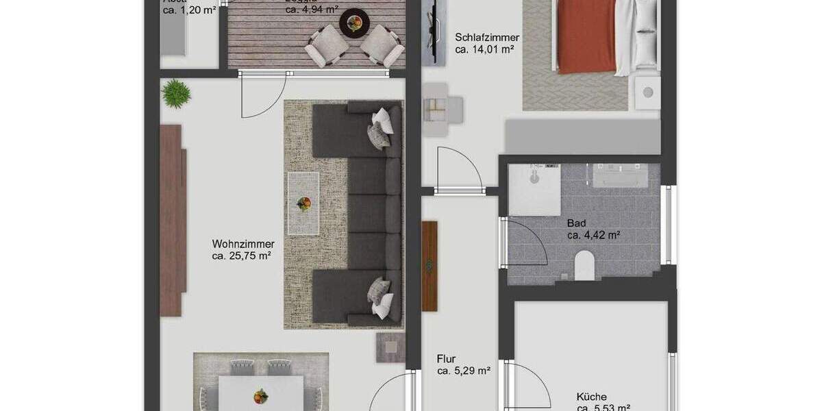 Etagenwohnung Braunschweig Lehndorf-Watenbüttel - 2 Zimmer, 57 m&sup2;, 186.000&euro; | Angebot:25674681