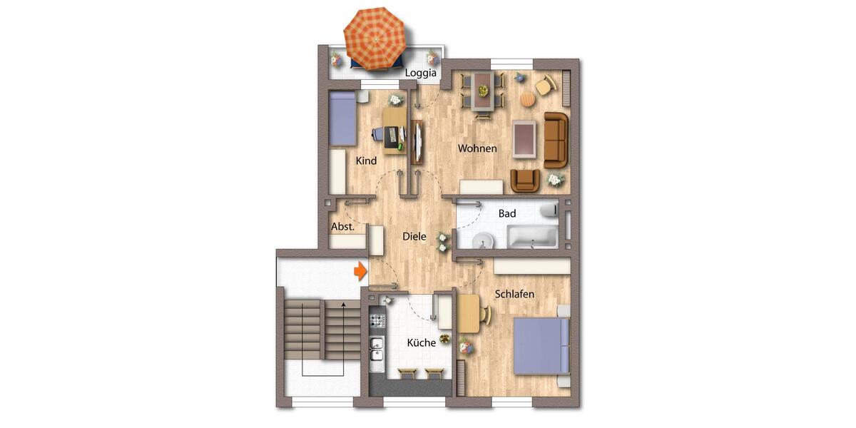 Etagenwohnung Braunschweig - 3 Zimmer, 64 m&sup2;, 199.000&euro; | Angebot:26709694