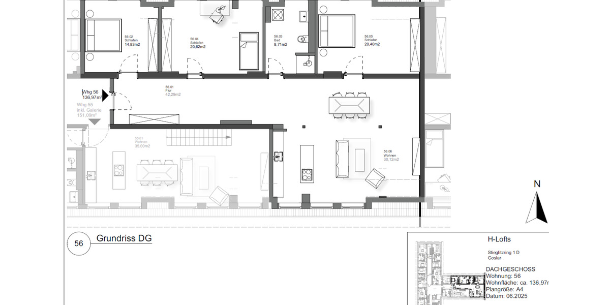 Dachgeschoßwohnung Goslar Jürgenohl - 4 Zimmer, 137 m&sup2;, 1.370&euro; | Angebot:24457407
