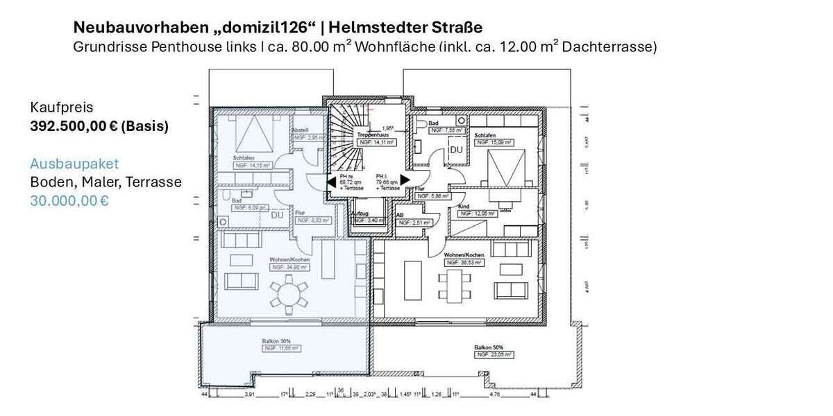 Etagenwohnung Niedersachsen - Braunschweig Braunschweig - 2 Zimmer, 80 m&sup2;, 392.500&euro; | Angebot:25867256
