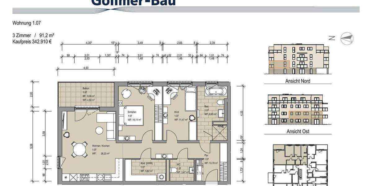 Etagenwohnung Sickte Niedersickte - 2 Zimmer, 70 m&sup2;, 259.900&euro; | Angebot:25706622