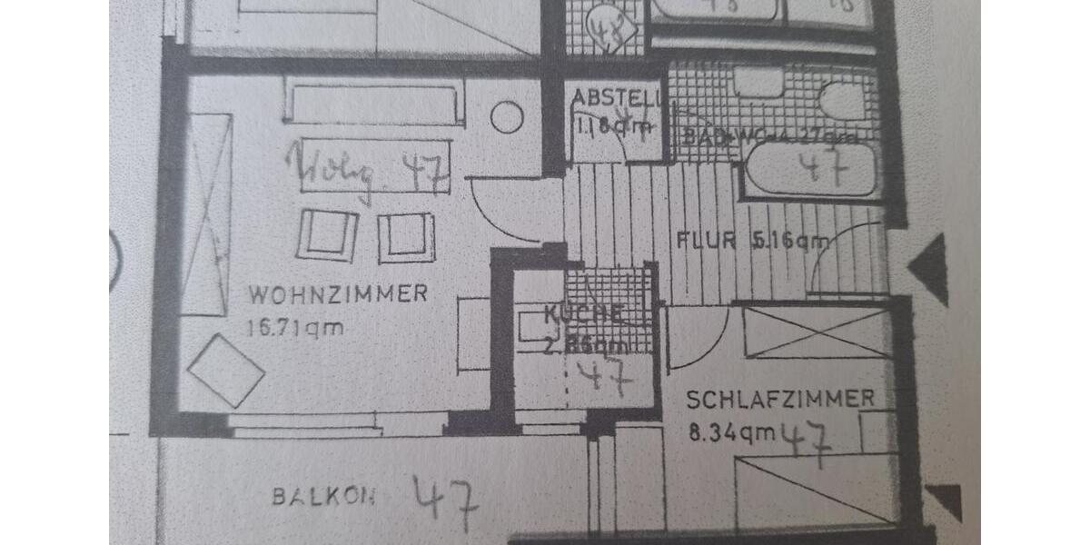 Etagenwohnung Wolfenbüttel - 2 Zimmer, 42 m&sup2;, 85.000&euro; | Angebot:25408789