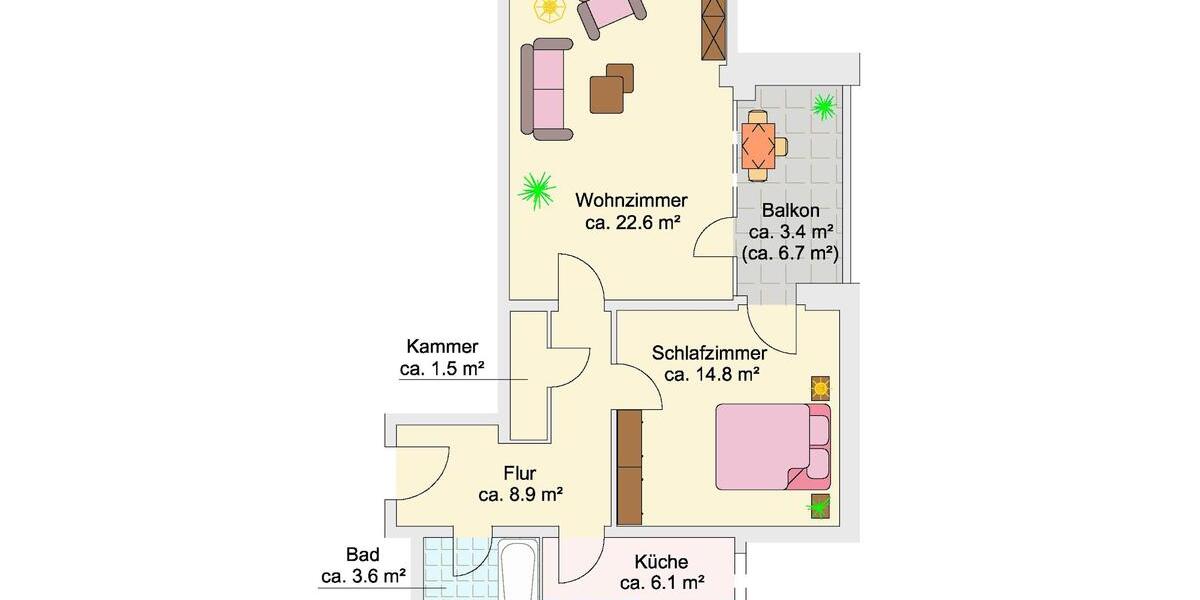 Etagenwohnung Braunschweig Östliches Ringgebiet - 2 Zimmer, 61 m&sup2;, 653&euro; | Angebot:26338442
