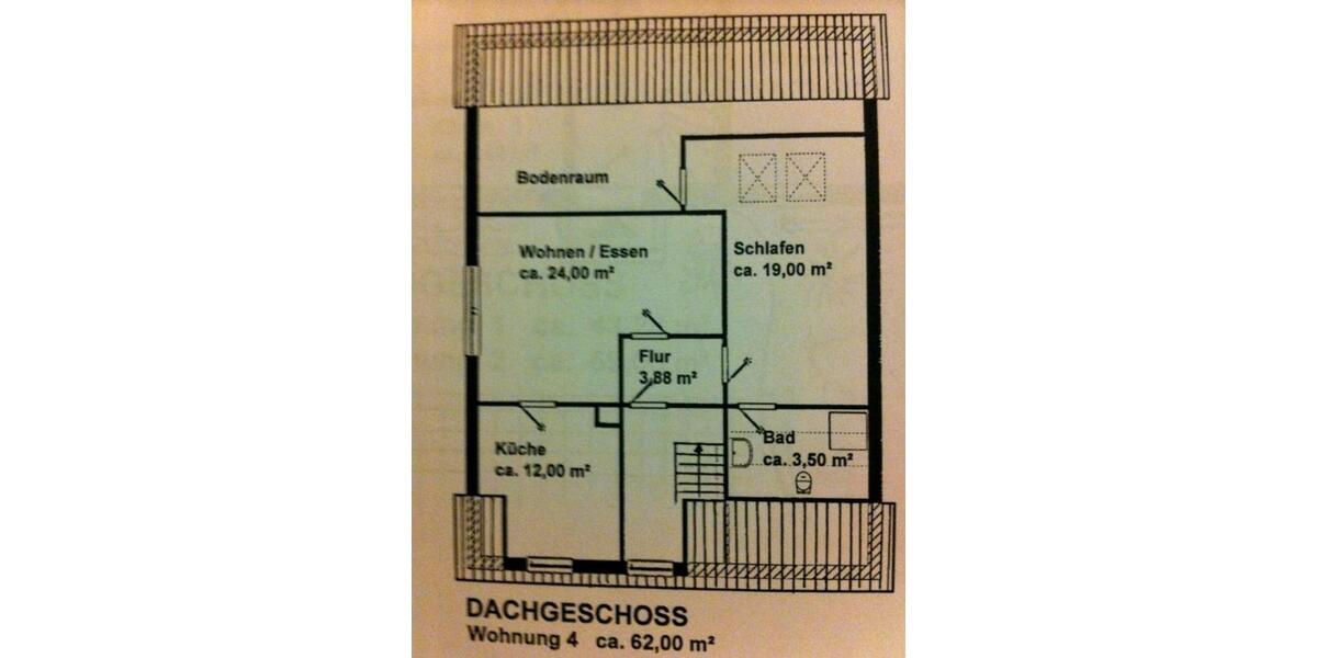 Dachgeschoßwohnung Salzgitter Ortschaft Nord - 2 Zimmer, 62 m&sup2;, 545&euro; | Angebot:26003931