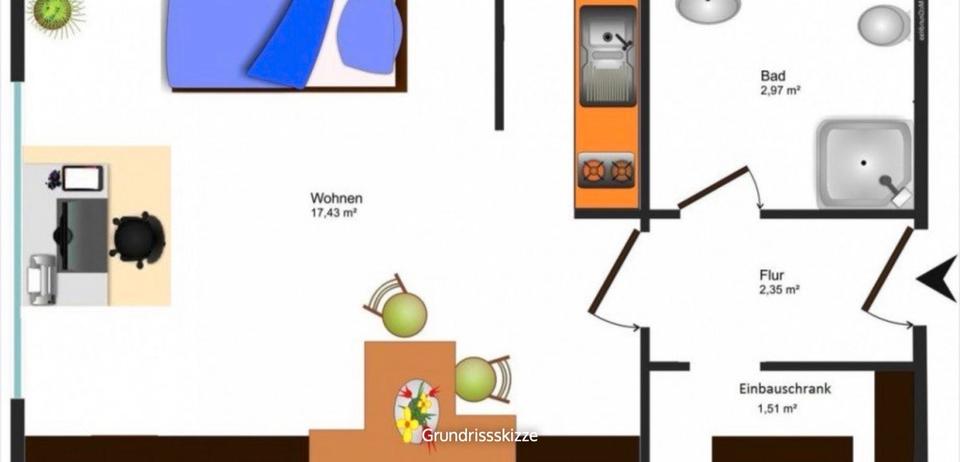 Etagenwohnung Braunschweig Lehndorf-Watenbüttel - 1 Zimmer, 25 m&sup2;, 360&euro; | Angebot:25869739