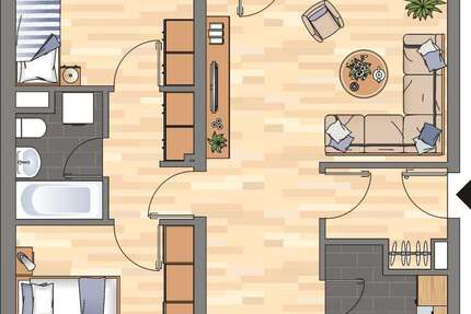 Wohnung Braunschweig Timmerlah-Geitelde-Stiddien - 3 Zimmer, 76 m&sup2;, 602&euro; | Angebot:26098681