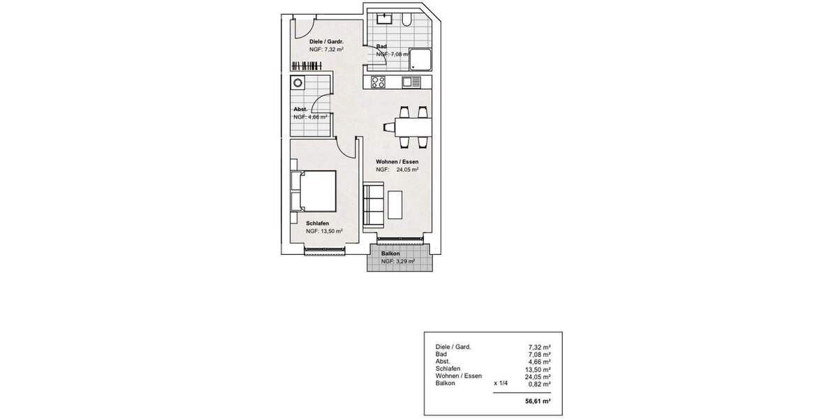 Etagenwohnung Wolfenbüttel Fümmelse - 2 Zimmer, 57 m&sup2;, 793&euro; | Angebot:25657398