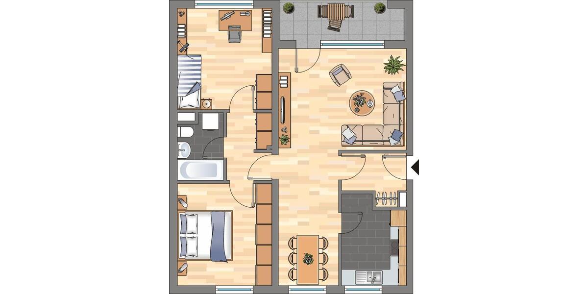 Etagenwohnung Braunschweig Timmerlah-Geitelde-Stiddien - 3 Zimmer, 76 m&sup2;, 602&euro; | Angebot:25984471